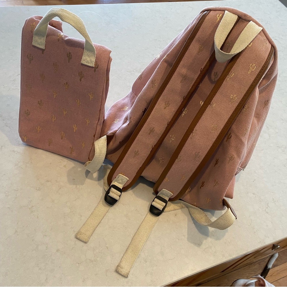 Madden Girl by Steve Madden pink and rose gold lunchbox and backpack set